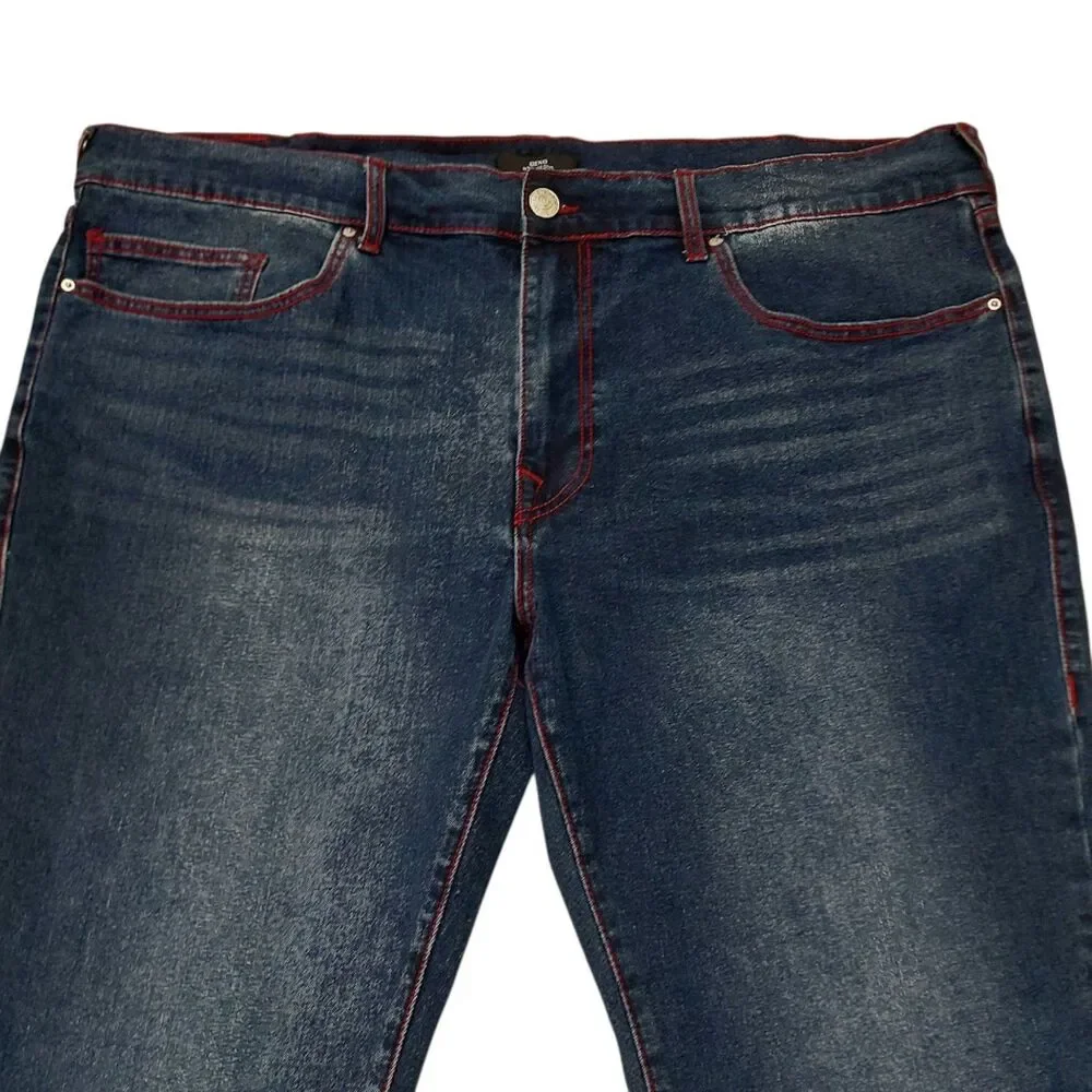 True Religion Mens 44x31 Dark Wash Geno Jeans Relaxed Slim Stretwear Retro Y2K